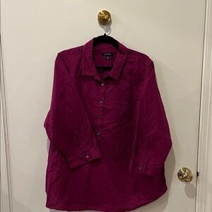 Lands End Magenta Button-Up Shirt Size 24